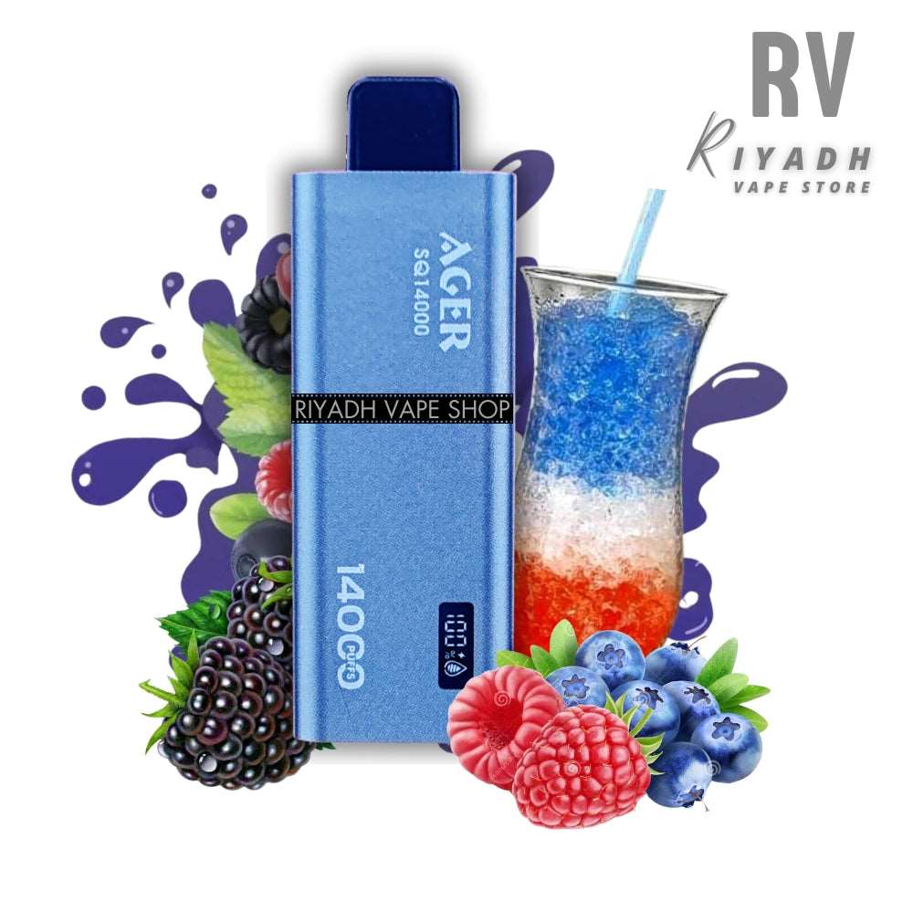 AGER SQ 14000 Puff Disposable Vape - Blueberry Raspberry - Riyadh Vape Shop 