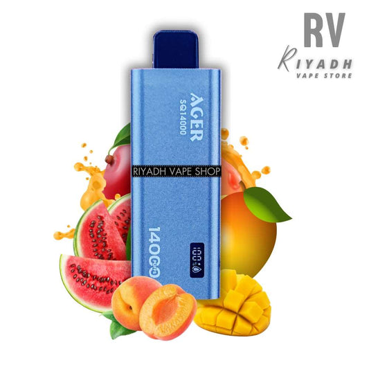 AGER SQ 14000 Puff Disposable Vape - Peach Mango Watermelon - Riyadh Vape Shop 