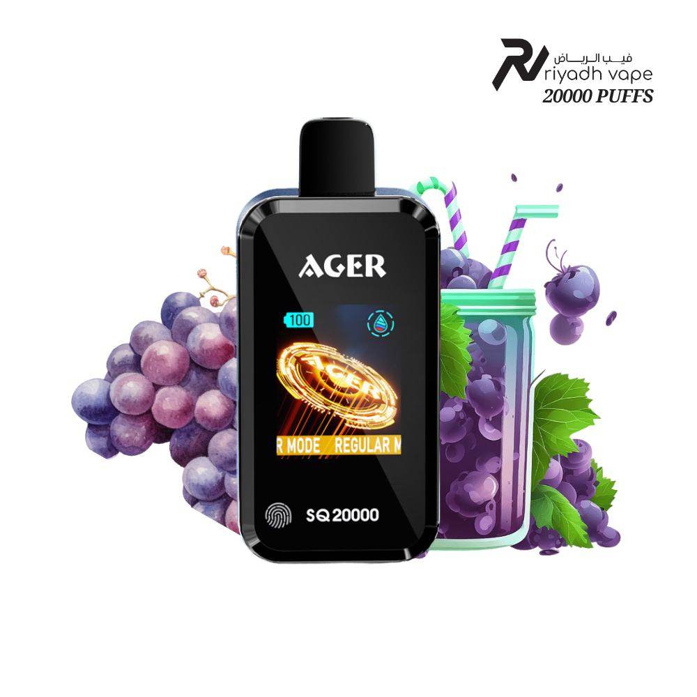 AGER SQ 20000 Puffs Disposable Vape - Grape - Riyadh Vape Shop