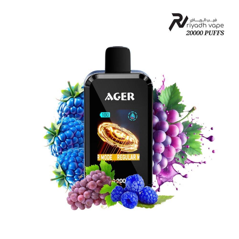 AGER SQ 20000 Puffs Disposable Vape - Grape Blue Raspberry - Riyadh Vape Shop