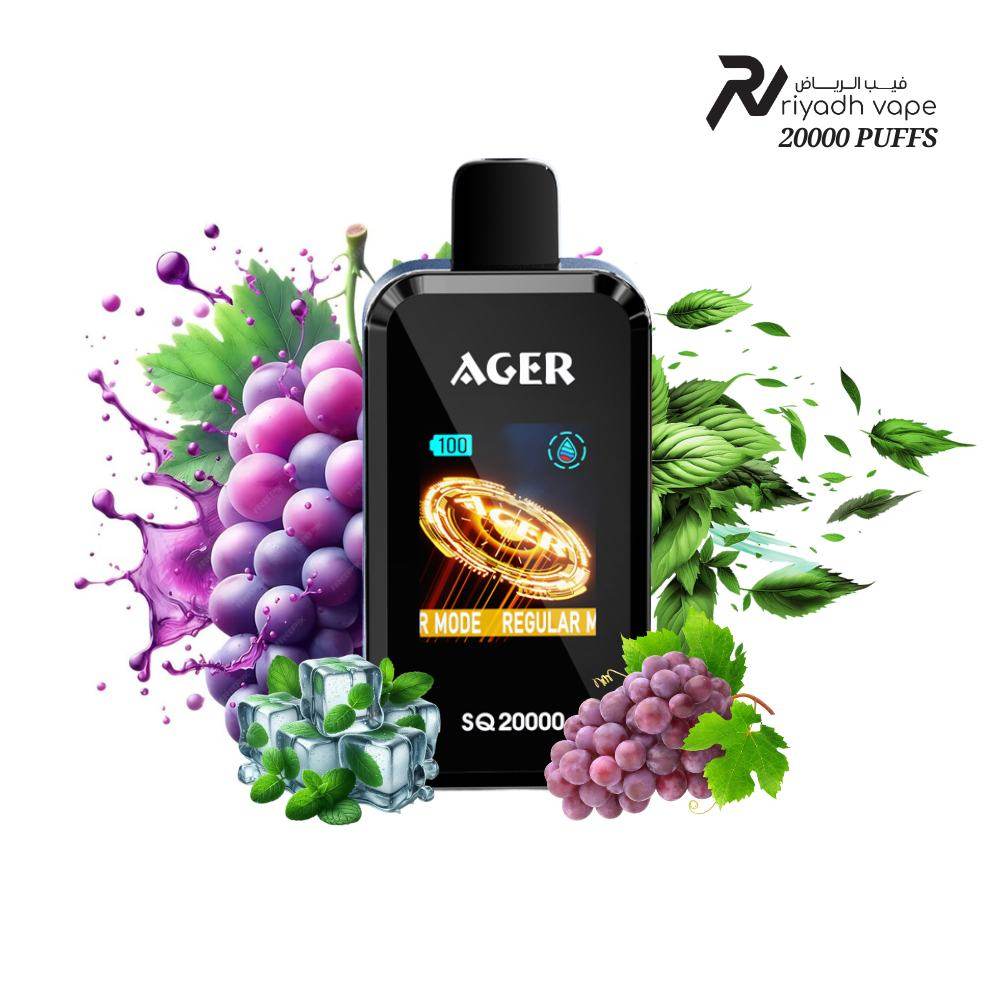 AGER SQ 20000 Puffs Disposable Vape - Grape Mint - Riyadh Vape Shop