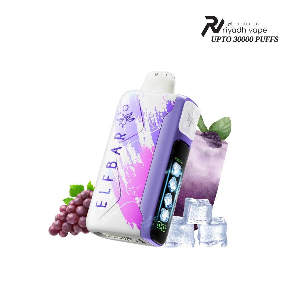 ELFBAR Ice King Disposable Vape 30000 Puffs  Grape Ice in Saudi Riyadh Vape Shop 