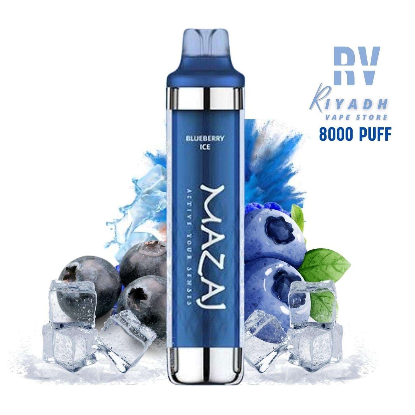 MAZAJ 8000 Puff Disposable Vape – Blueberry Ice - Vape Riyadh - Riyadh Vape Shop 