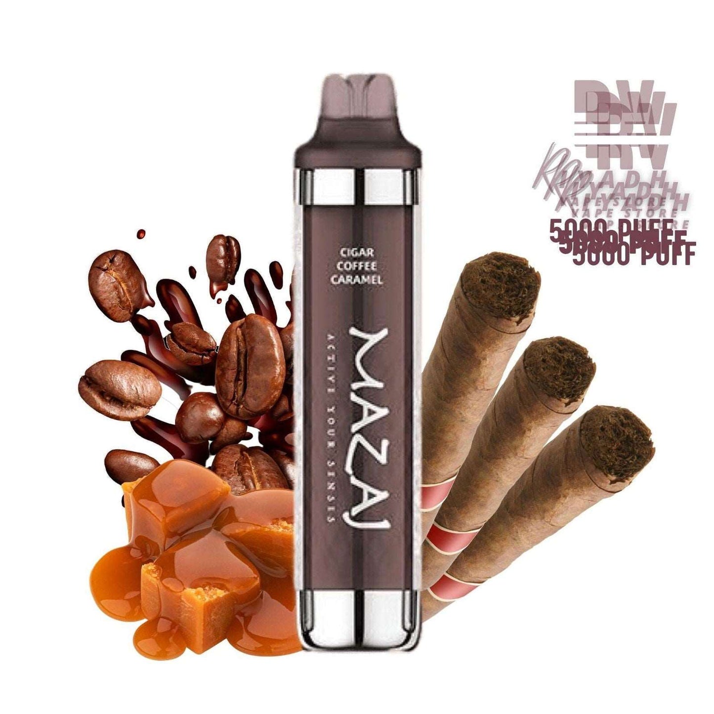 MAZAJ 8000 Puff Disposable Vape – Cigar Coffee Caramel - Vape Riyadh - Riyadh Vape Shop 