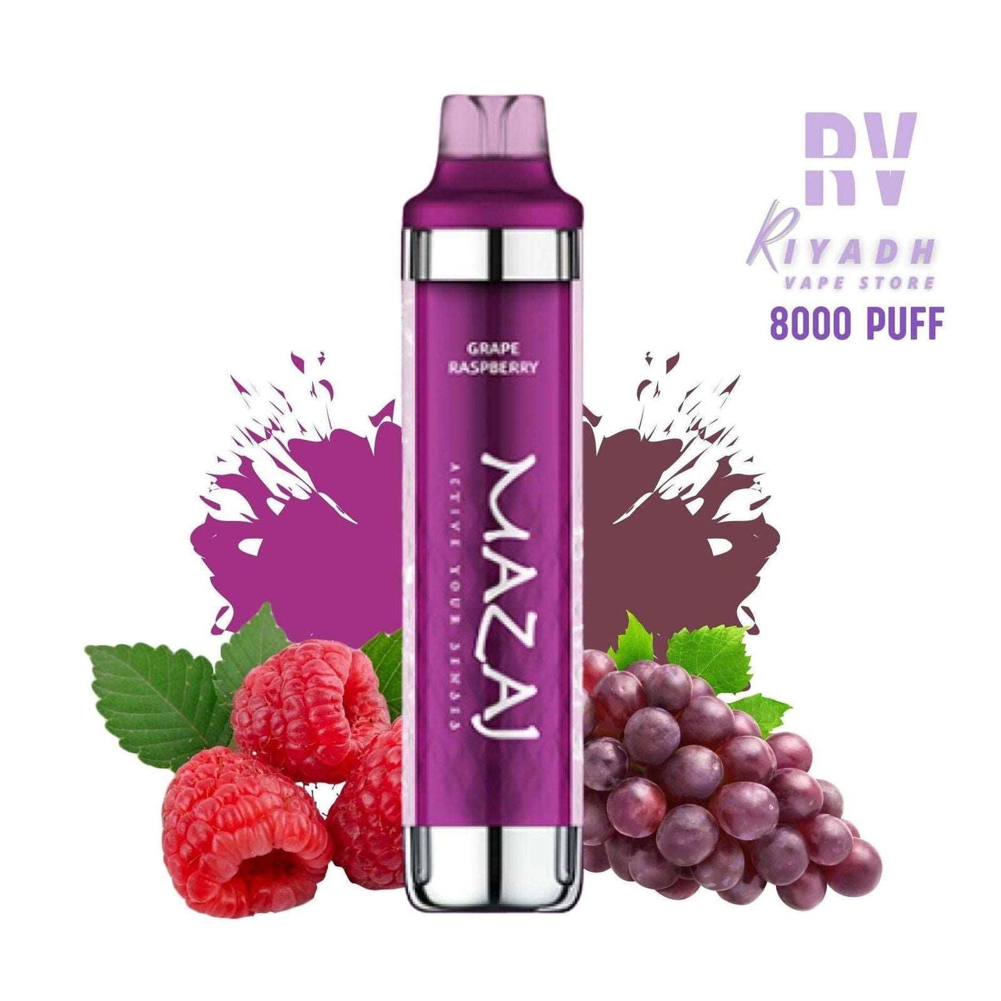 MAZAJ 8000 Puff Disposable Vape – Grape Raspberry  - Vape Riyadh - Riyadh Vape Shop 