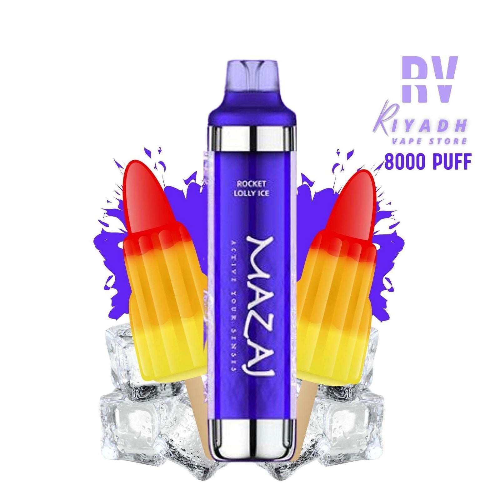 MAZAJ 8000 Puff Disposable Vape – Rocket Lolly ice  - Vape Riyadh - Riyadh Vape Shop 