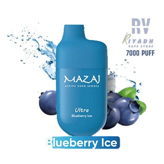 MAZAJ Ultra 7000 Puff Disposable Vape – Blueberry Ice - Vape Riyadh - Riyadh Vape Shop 