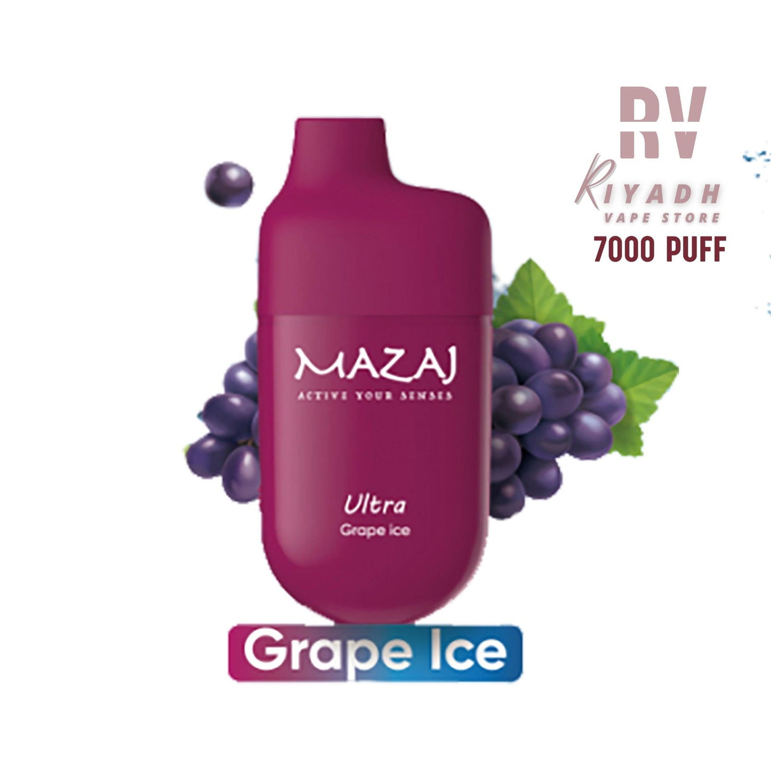 MAZAJ Ultra 7000 Puff Disposable Vape – Grape Ice - Vape Riyadh - Riyadh Vape Shop 