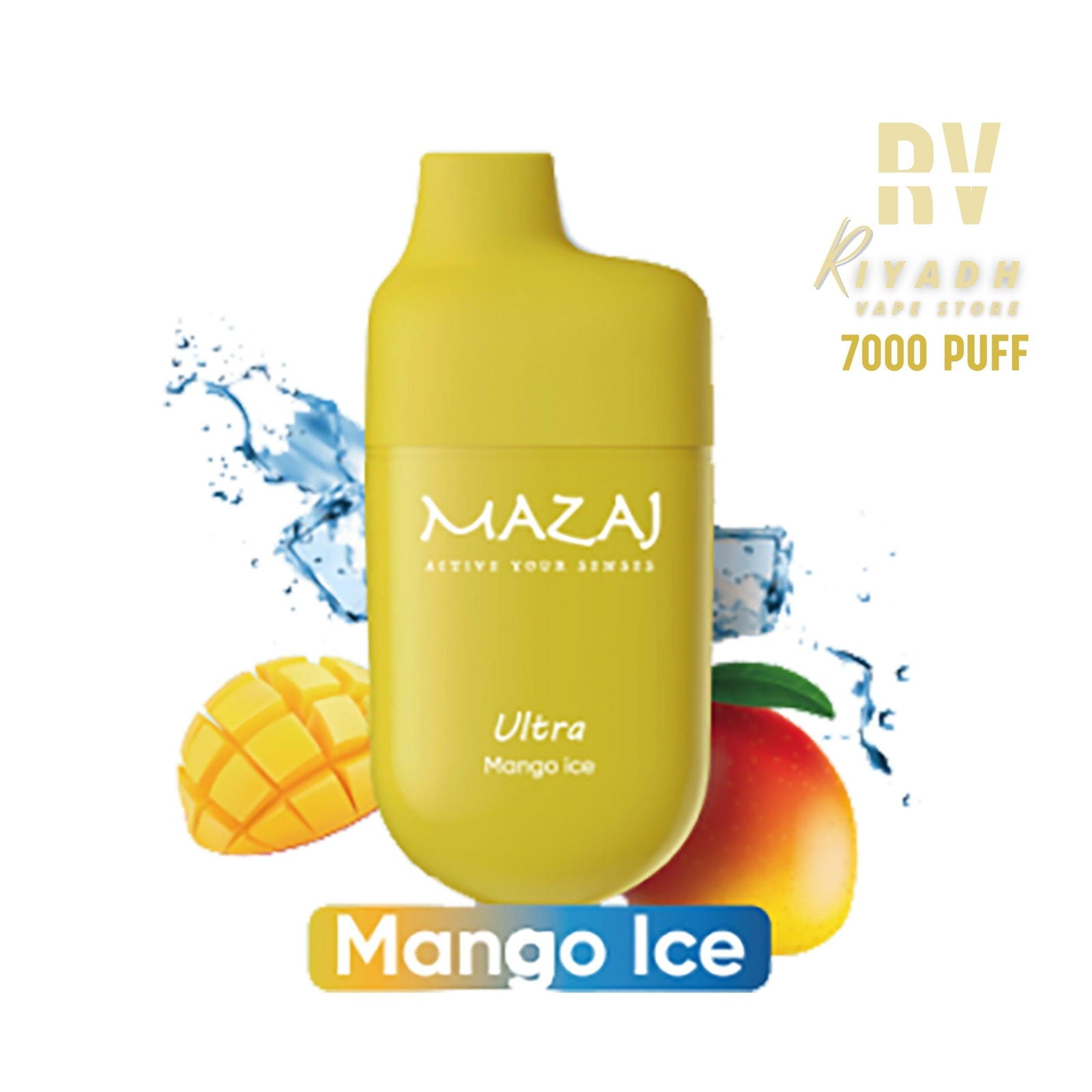 MAZAJ Ultra 7000 Puff Disposable Vape – Mango Ice - Vape Riyadh - Riyadh Vape Shop 