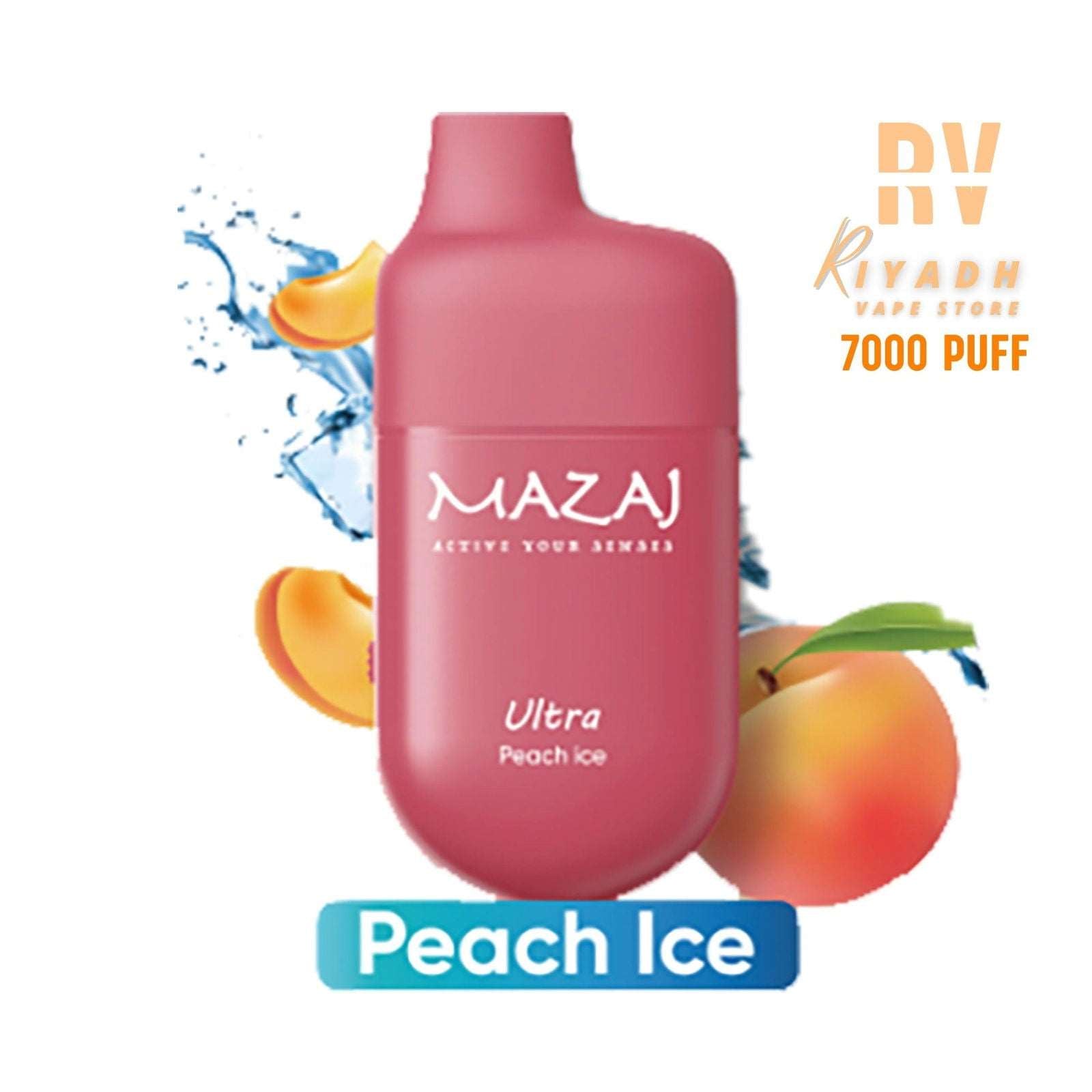 MAZAJ Ultra 7000 Puff Disposable Vape – Peach Ice - Vape Riyadh - Riyadh Vape Shop 