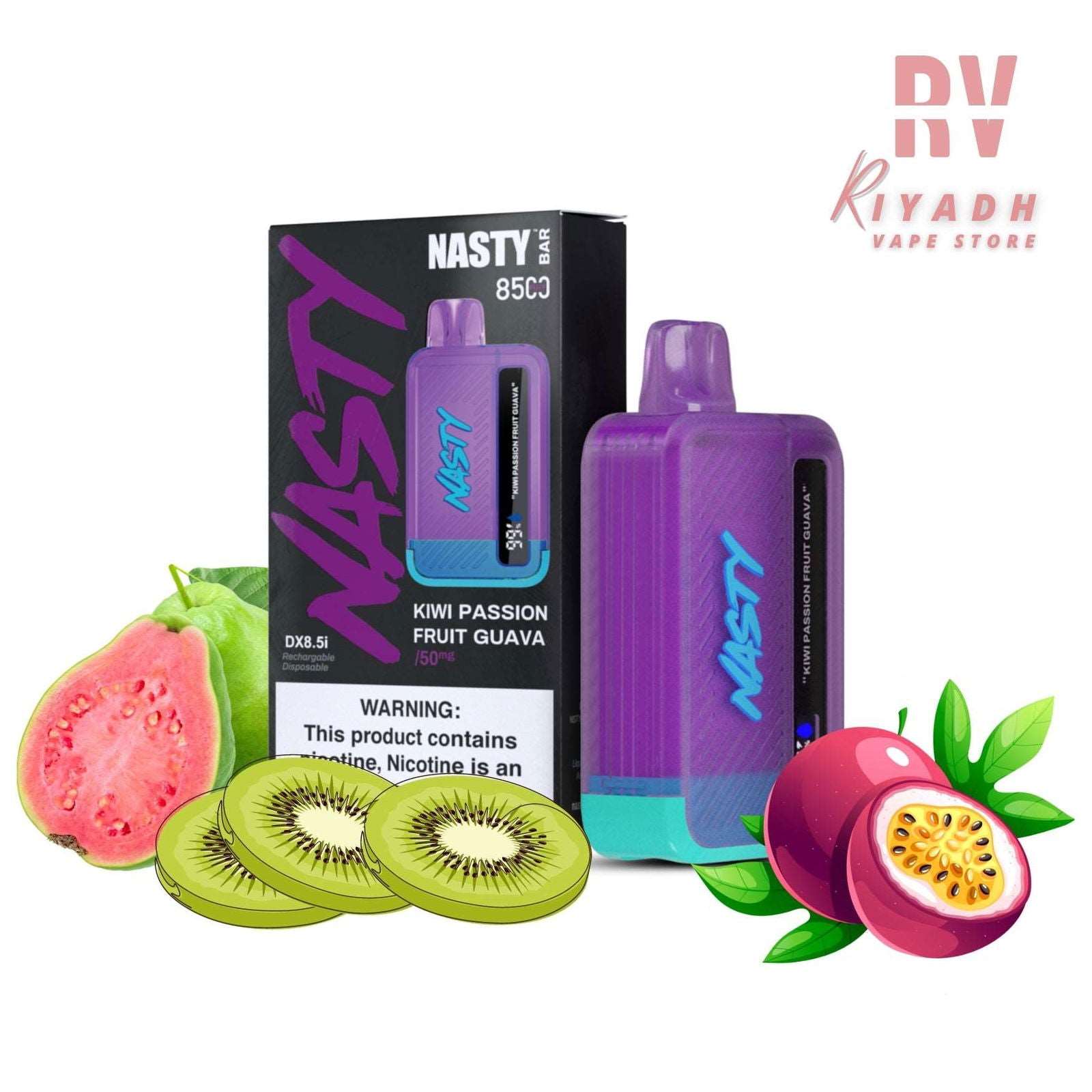 Nasty Bar 8500 puffs Kiwi Passion Fruit Guava Disposable Vape - Vape Riyadh - Riyadh Vape Shop 